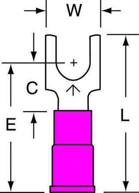 Mvu18-8fbx 3m 22-18 Awg Vinyl Block Fork Terminal #8 Stud Pk100