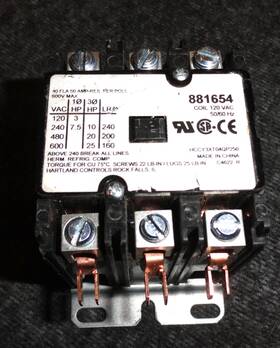 Hccy-3xt04qp250 Hartland Controls 881654 Hccy-3xt04qp250- 3 Pole Definite Purpose Contactor 120vac Coil