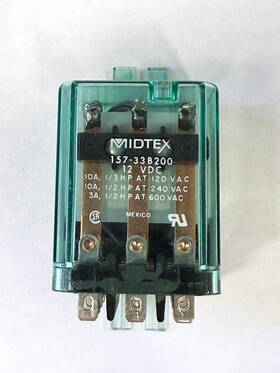157-33b200 Midtex Relay - 12 Vdc 10a At 120vac 240vac 3a 600v