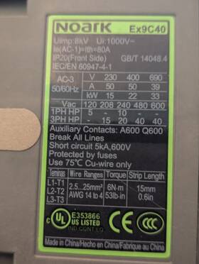 Ex9c40f11h Noark Ex9c40 Uimp 8kv Ui 1000v
