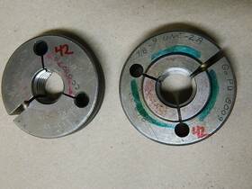 Unc-2a Ponam 7/8 Inch - 9 Thread Ring Gage Set Go .8009 Nogo .7946 Lot # 42