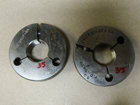 Unjf-3a Ponam Ga Company 1 Inch -12 Thread Ring Gage Set Go .9459 Nogo Lot # 35