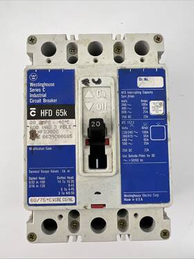 Hfd3020 Westinghouse Hfd 65k Series C Industrial Circuit Breaker 3 Pole