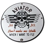 Vintage Air Ace Sign - Fly Aviation Aviator Skull Service Gas Porcelain. Fixed Price $114.37.