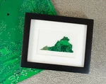 Your State Map Custom Made From Recycled Circuit Board Framed Tech Art 4"X5". Fixed Price $68.00.