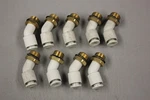 Lot Of 9 Smc Fitting, 45 Elbow, 6MM Tube, 1/4 Union KQ2K06-U02. Fixed Price $30.00.