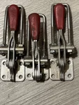 Three Destaco Clamps 323MSS Pull Action 360LB Holding Power Stainless German. Fixed Price $24.99.