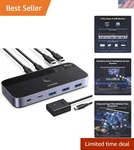 Usb Switcher For 2 Computers: 4 Ports, Remote Control & High-speed Transfer. Fixed Price $99.99.