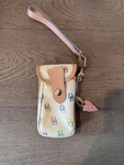 Vtg Y2K Dooney & Bourke Coated Canvas Monogram Wristlet Cell Phone Holder. Fixed Price $25.00.