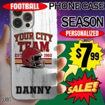 Football Team Phone Case, Personalized Flexi Cover, Custom Name Gift For Fans. Fixed Price $19.99.